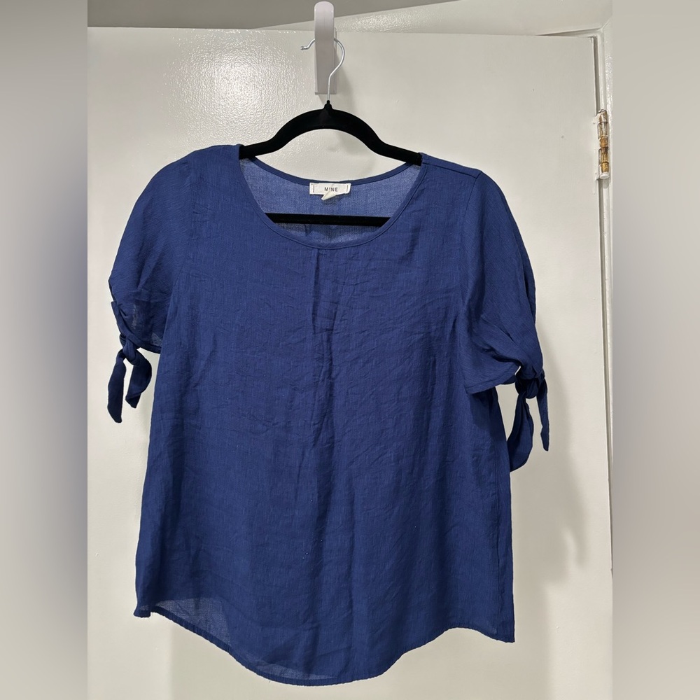 Mine Royal Blue Blouse with Tie Sleeves Medium